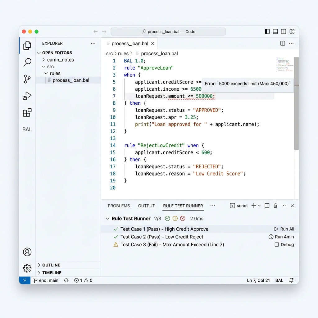 DecisionManager VS Code BAL Editor & Test Runner