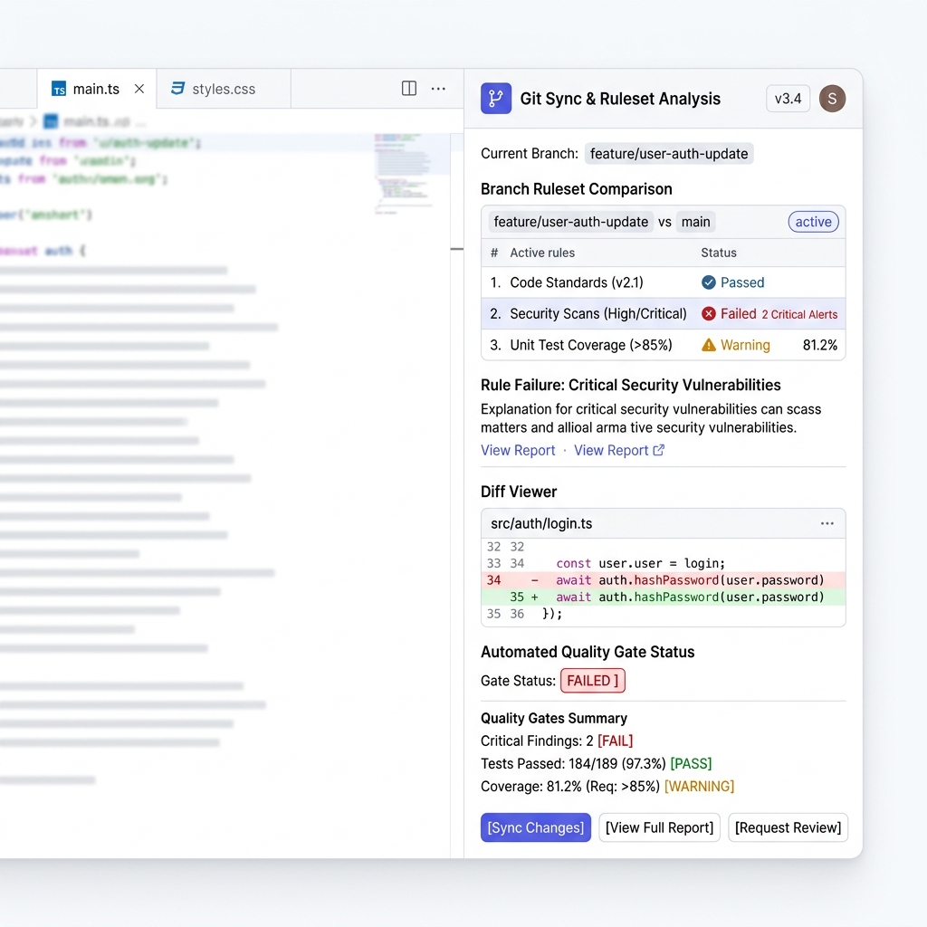 DecisionManager VS Code Git Sync & Quality Gate